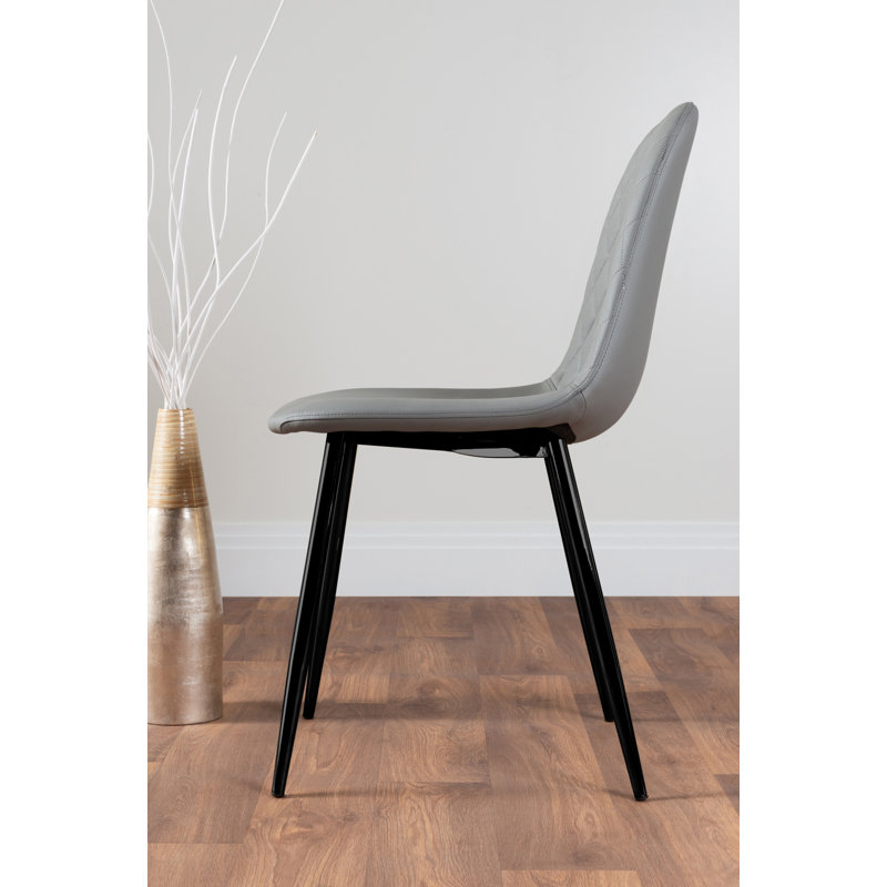 Anders Modern High Gloss Marble Effect Dining Table Set with 6 Luxury Faux Leather Dining Chairs, Black, Grey/Black