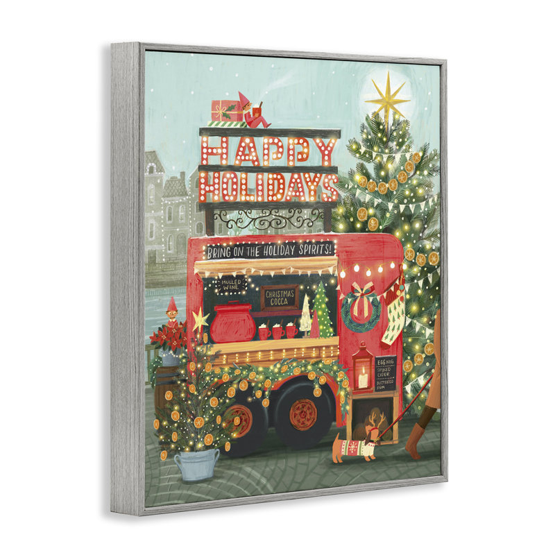 Art de giclée encadrée de camion de boissons de Noël par Irene Chan, Estampe numérique Farmhouse, H 14 po x l 11 po