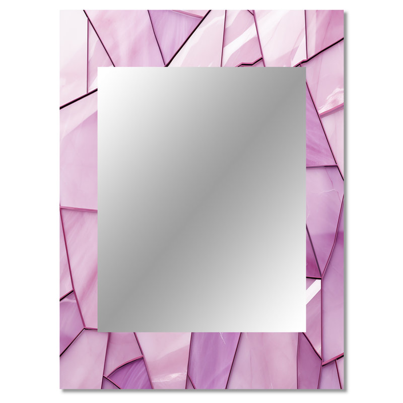 «Pink Tranquil surrender collages», miroir mural décoratif abstrait, miroir rose, impression d'art en métal, 40 po x 30 po