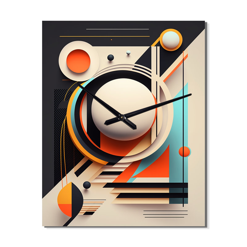 Horloge murale en aluminium Retro Elementary Geometrics IV, Moyen