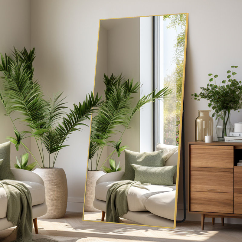 Miroir de plancher rectangulaire Chakong, Or, 71" x 30"