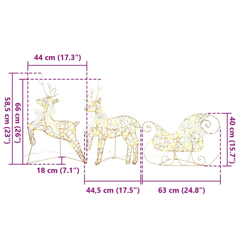 vidaXL LED Reindeers with 60 LEDs PET, Warm White