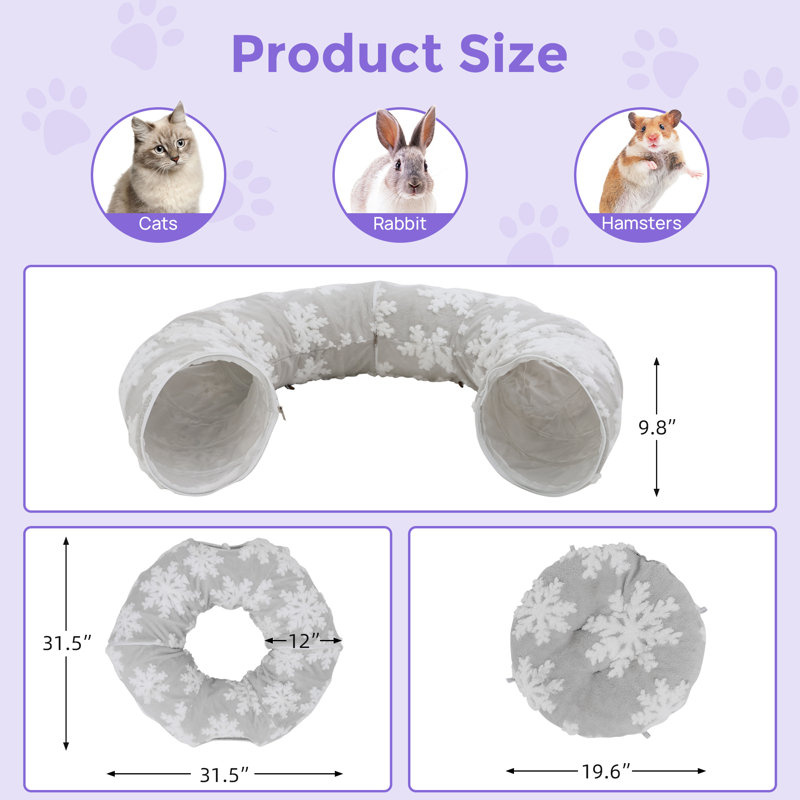 Cat Tunnel With Cat Bed For Indoor Cats, Multifunctional Cat Playground Toys Hideplace For Small Medium Large Cats