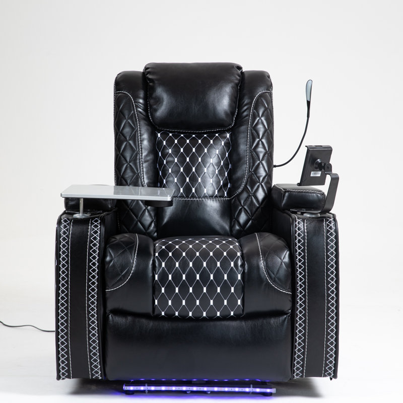 Power Zero Gravity Recliner With Multifunctional Features - Storage Armrest & Cup Holder - Laptop Table & Phone Holder- Reading Light & LED - Infinite Position Recline For Living Room & Office