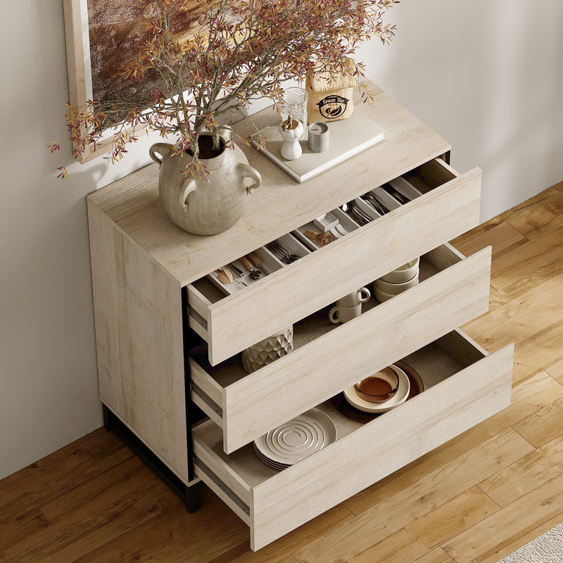 Armoire de rangement moderne, buffet moderne 3 en 1 avec tablettes réglables et 3 tiroirs, armoire à café pour le salon, la salle à manger