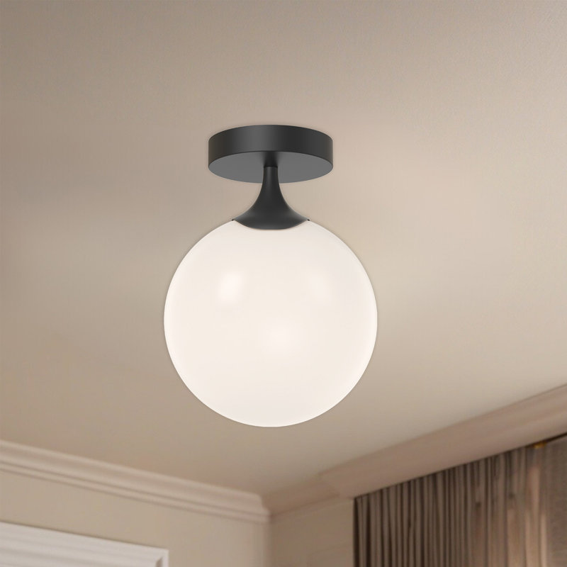 Plafonnier semi-encastré 1 lumière 7,875 po Nedra, Noir mat