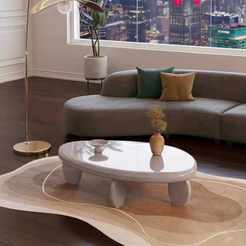 Table basse Modern Cobblestone - Gris ultrabrillant, Gris