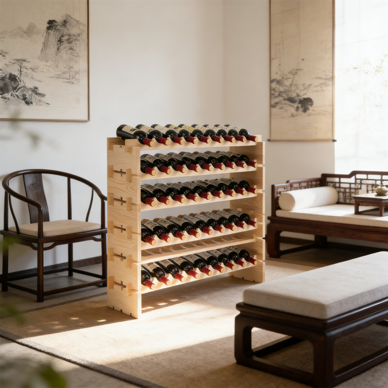Wine Rack For Bottles, 6-Tier Stackable Wine Holder Stand, Wood Drink Organizer & Display Shelf For Home, Kitchen, Bar & Wine Cellar