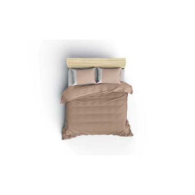 Ensemble de housse de couette double Luxury Ranforce, 100% coton, housse de couette 79 x 87 po, drap plat 94 x 102 po, 2 taies d'oreiller 20 x 28 po | Impression réactive, lavable à la machine, fermeture à boutons, design élégant vison et crème