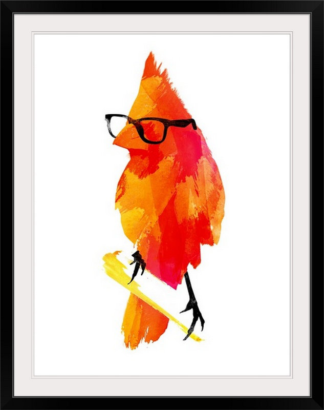 «Punk Bird» par Asotin, impression de Robert Farkas, Cadre noir, H 24 po x l 20 po x p 1 po