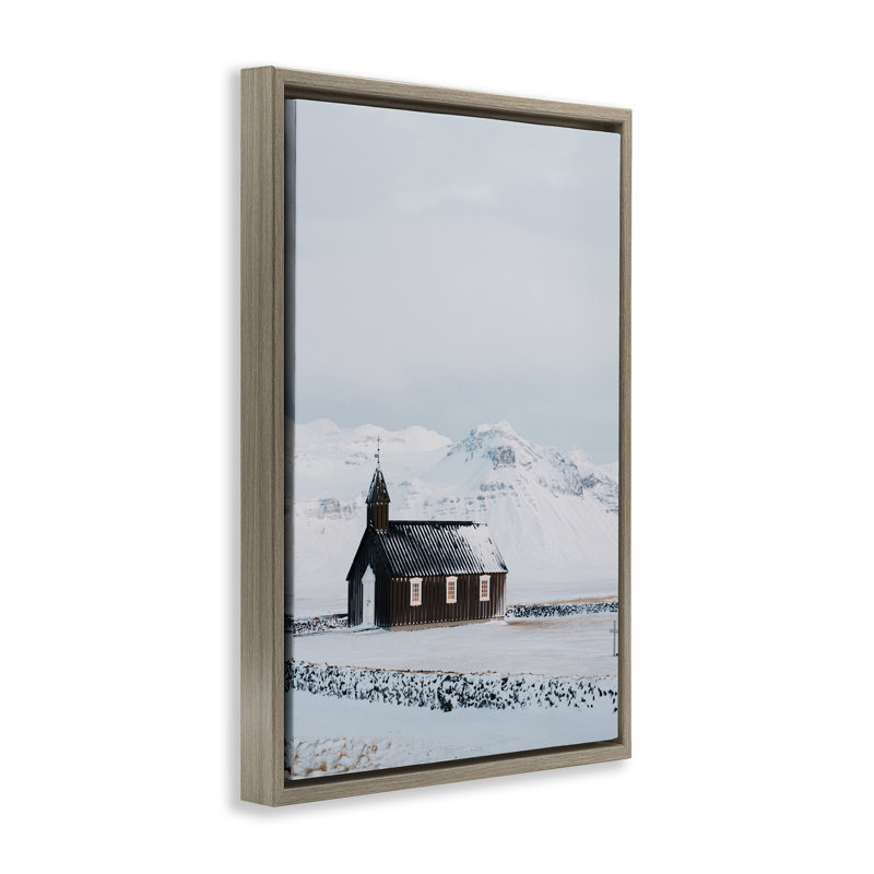 Cadre flottant de paysage de neige de l'Islande, par Jade Sharp Photo, H 25 po x l 17 po, Cadre flottant orme Montalcino