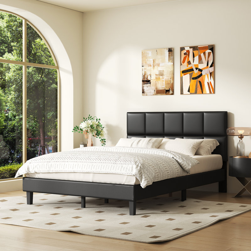 Lit plateforme en cuir, Double 