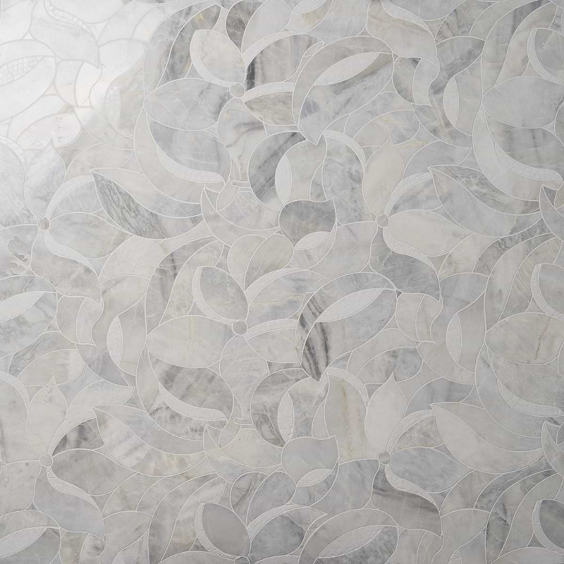 Raina Polished Waterject Marble Mosaic Tile, Andes Gray