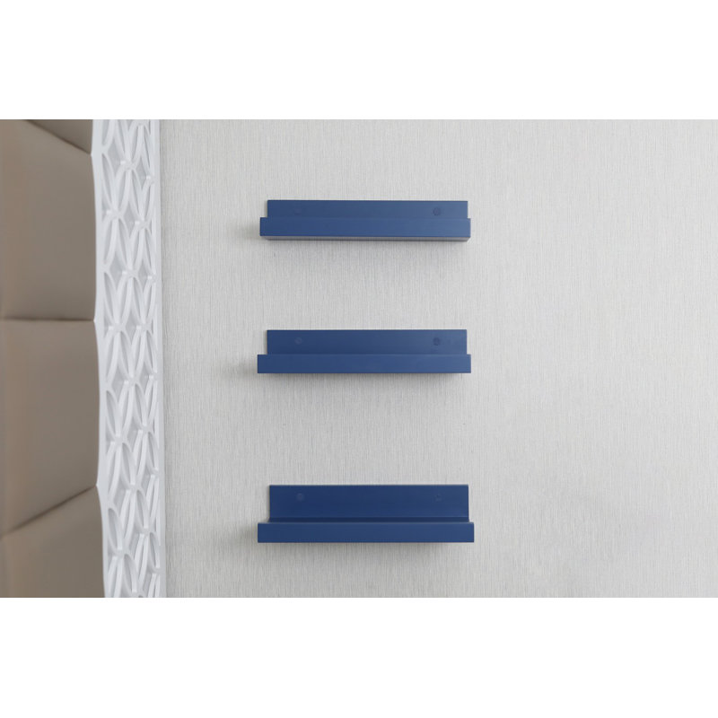 Ensemble de 3 tablettes murales flottantes en bois, SHG, Bleu