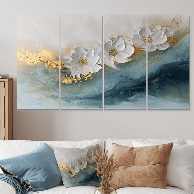 Achilles - tournesols, art mural - ensemble d'art mural traditionnel 4 pièces, H 28 po x l 48 po