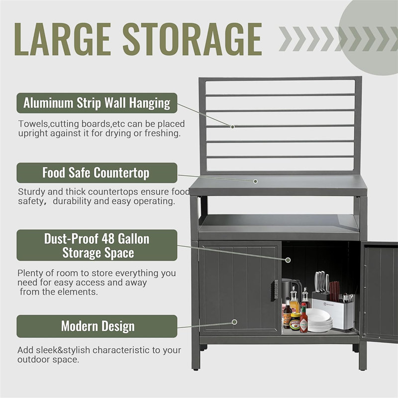 Îlot de cuisine extérieur avec rangement