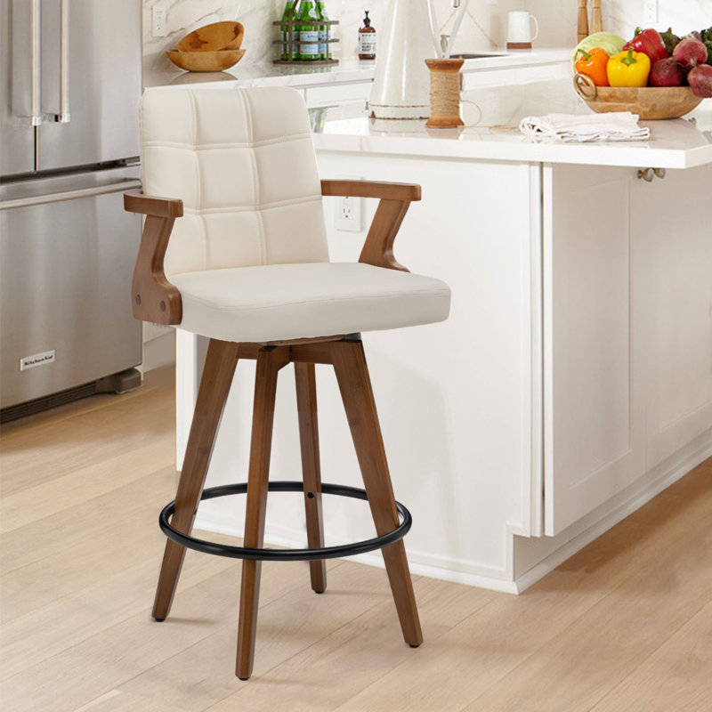 Corrales Swivel Bar Stool, Beige, Bar Stool (78.7cm Seat Height)