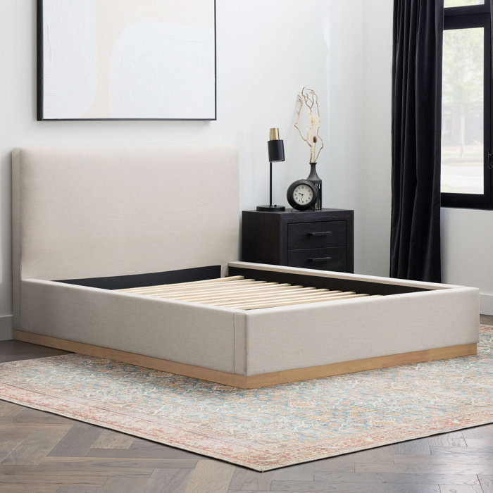 Delpha Grounded Upholstered Wood Base Bed & Reviews | Joss & Main