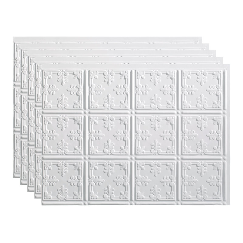 Ensemble de dosseret décoratif en vinyle style traditionnel 10 motifs FASÄDE 15 pieds carrés, Blanc mat