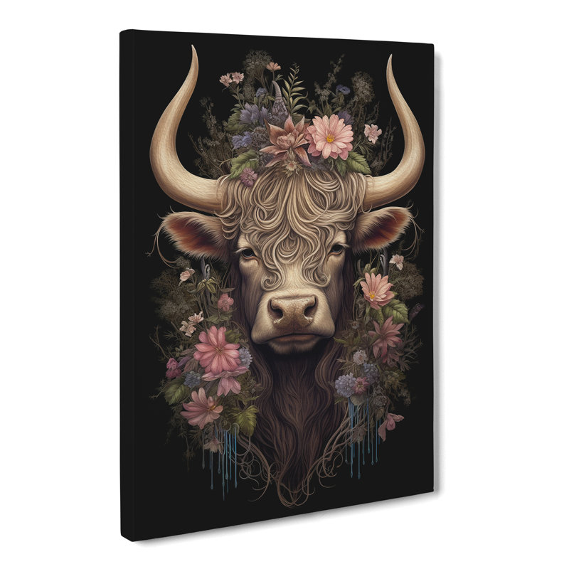 Highland Cow Victorian - Wrapped Canvas, 60cm H x 40cm W x 3cm D
