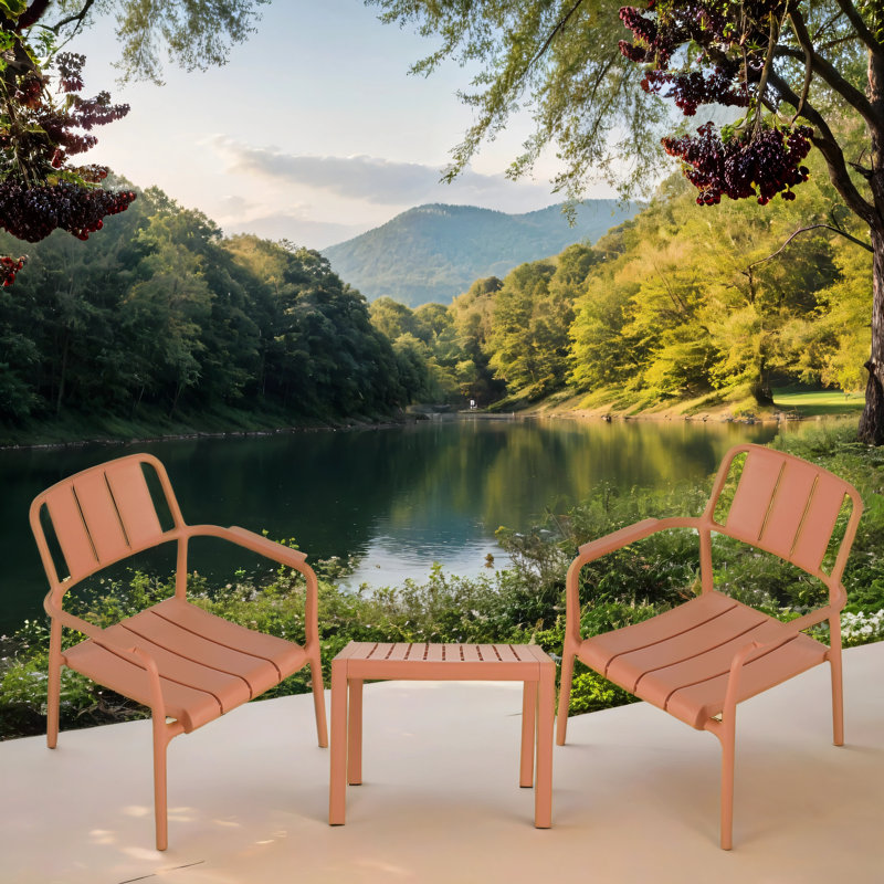Ensemble de chaises de patio d'extérieur / d'intérieur 3 pièces, ensembles de patio en polypropylène résistants aux rayons UV et aux intempéries 