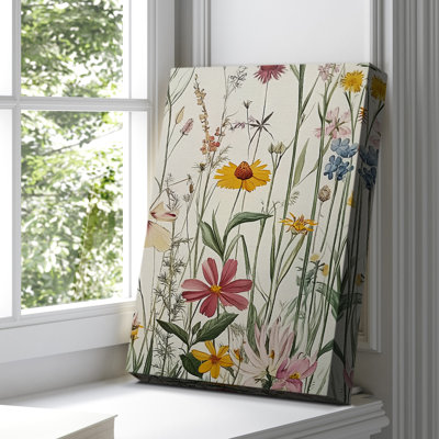 Toile tendue avec châssis floral, prêt à accrocher