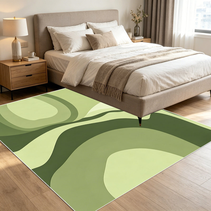 1PC Sage Green Wavy Abstract Minimalist area rugs for Living Room, Soft and Comfortable, Suitable for all seasons, easy-to-maintain, machine washable Indoor floor mat, Under Table Farmhouse suitable for kitchen, dining room, bedroom, entryway, home...