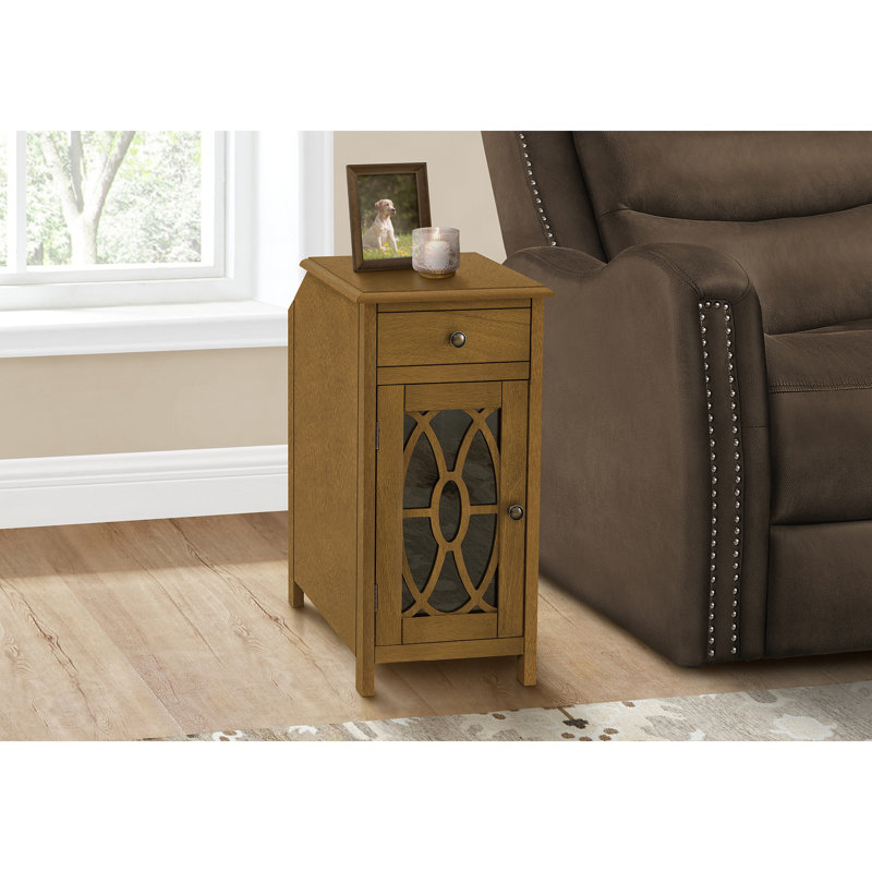 Table d'appoint, table d'appoint, table de bout, étroite, table de chevet, chambre à coucher, tiroir de rangement, placage de lampe, traditionnel