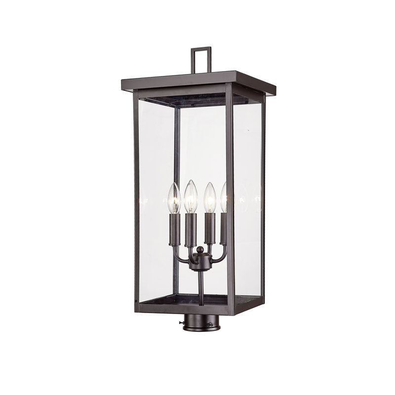Lampadaire d'extérieur à tête simple 4 lumières 26,13 "Barkeley, Bronze thermolaqué