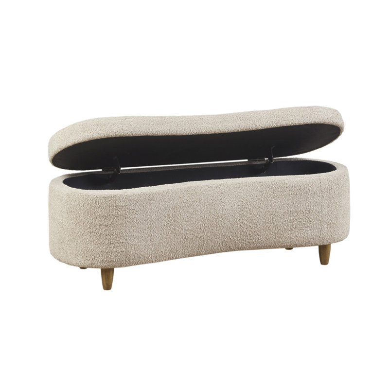 Boucle Flip Top Storage Bench Taupe See Below, Taupe