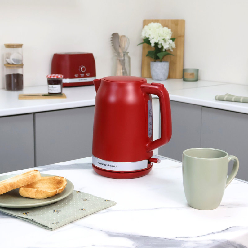 Hamilton Beach Ella Collection 1.7L Kettle and 2 Slice Toaster Set, Red