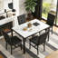 Ensemble de table de salle à manger 5 pièces pour 4 personnes, table de salle à manger moderne en faux marbre avec 4 chaises rembourrées en tissu écossais, table de cuisine moderne et ensemble de chaises pour petit espace, salle à manger, coin repas-1426005589