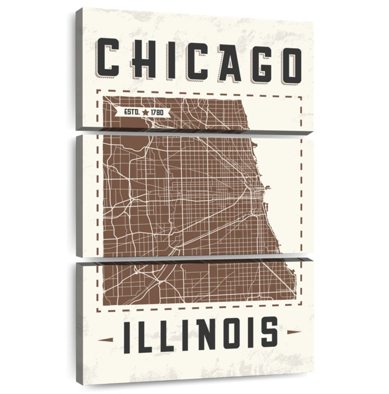 Aliaz Chicago Map, 74" H x 48" W