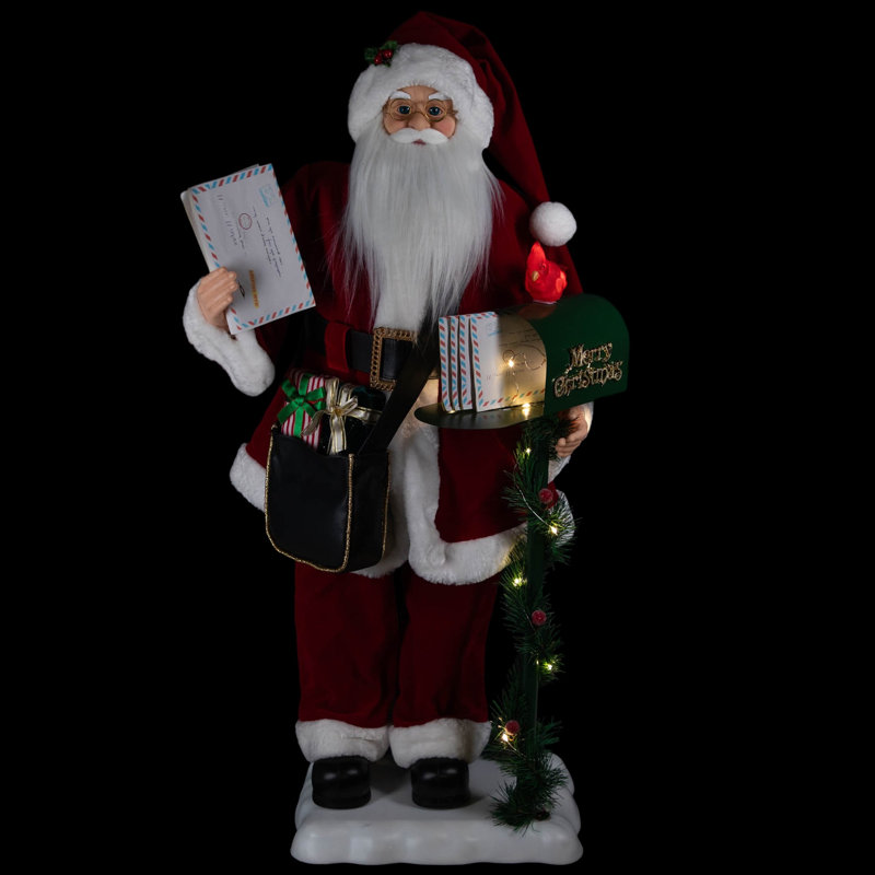 Animated And Musical Santa Claus Figure With Lighted "Merry Christmas" Mailbox - 30"