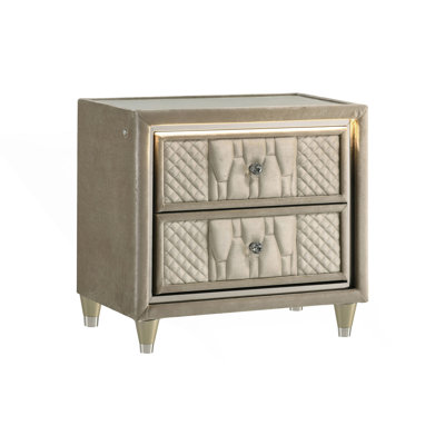 2-Drawer LED Nightstand With Dual USB