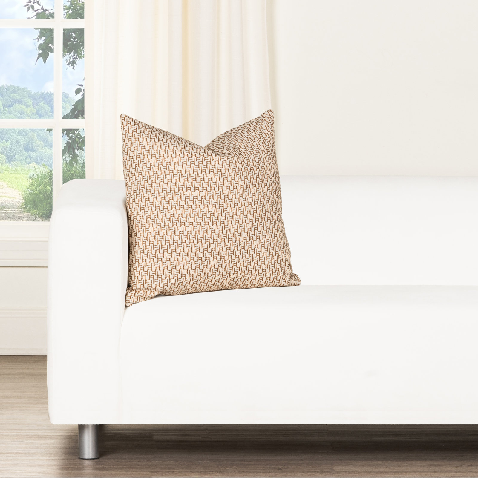 Cascade Geometric Accent Pillow, Square 20", Polyester, Orange