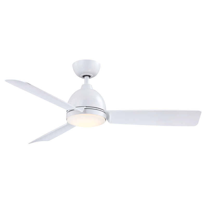 Starboard L 52 Inch Indoor/Outdoor Marine Grade Ceiling Fan with LED CCT Select Light Kit and Remote Control - Black with Matte White blades