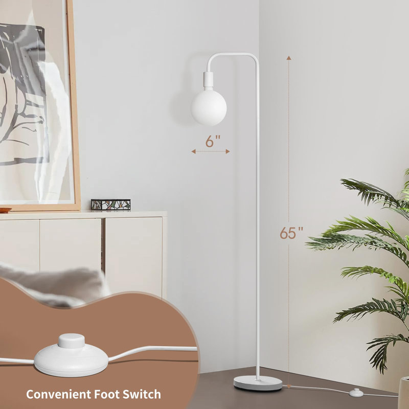 Floor Lamp Minimalist with Modern LED Bulb, White
