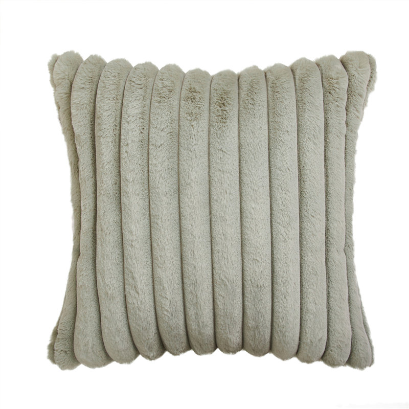 Faux Fur Reversible Throw Pillow, White, 20"H x 20"W