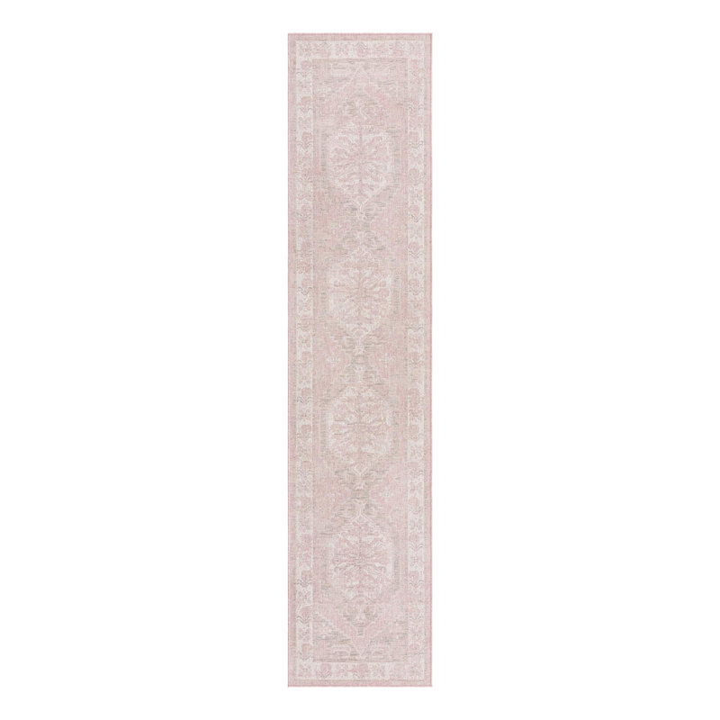 Tapis d'intérieur / extérieur rose Susan, Tapis de couloir 2 pi 7 po x 12 pi