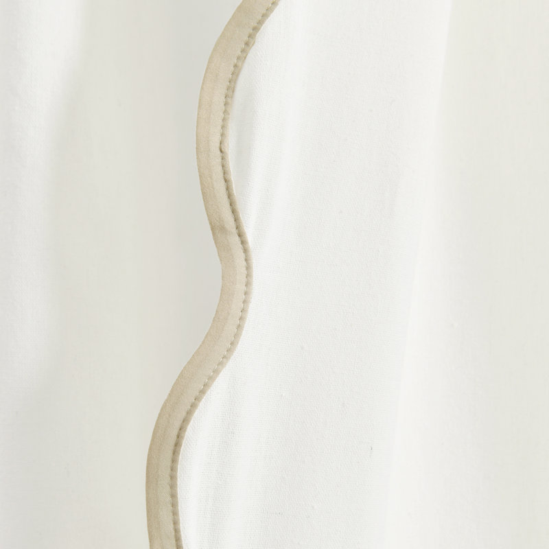 Yolonda Cotton Blend Semi Sheer Curtain Pair, Neutral/White, 52'' W x 84'' L