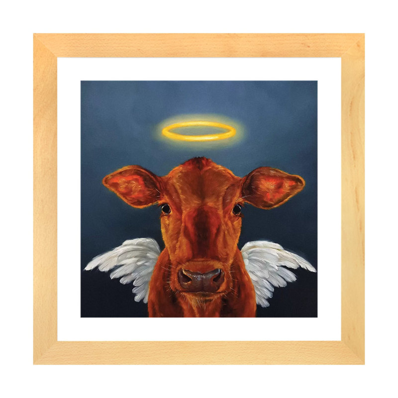 Sainte vache, art encadré, H 24 po x l 24 po x p 1 po, Papier encadré naturel