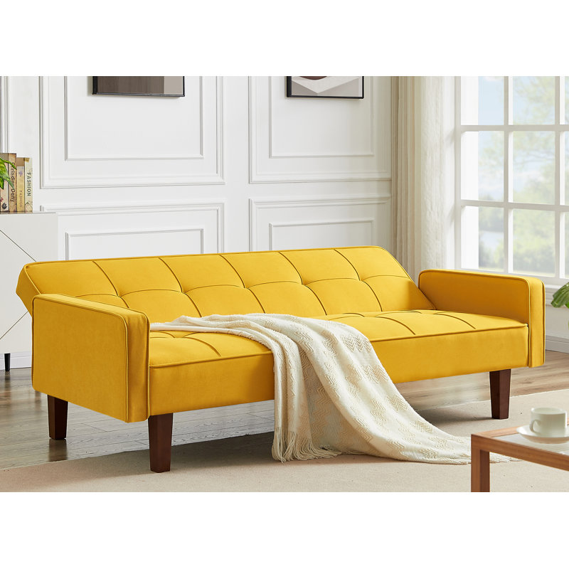 Canapé convertible pour salon Anitta, Polyester jaune