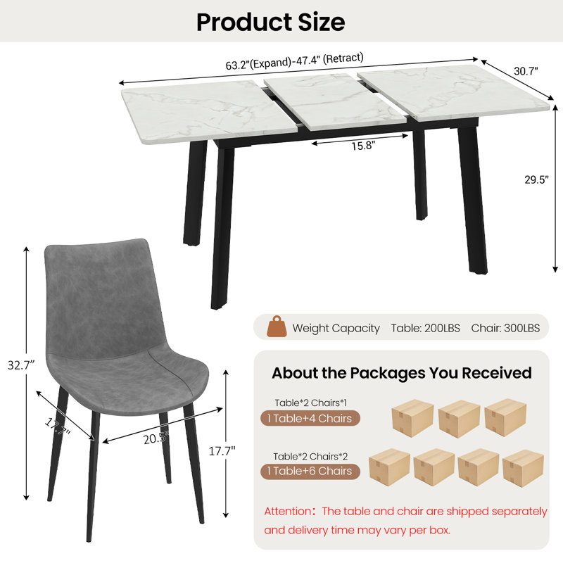 Ensemble de table de salle à manger extensible Aurik