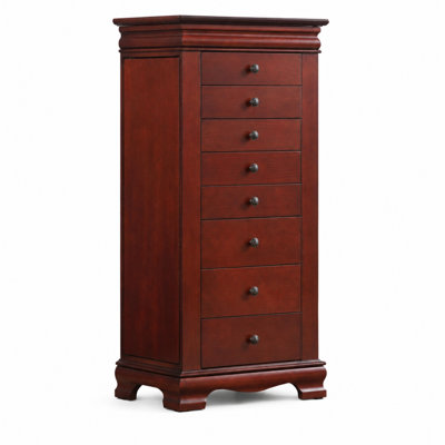 Armoire à bijoux avec miroir, armoire à bijoux pour 8 tiroirs et portes battantes latérales, armoire à bijoux pour colliers, bagues et boucles d'oreilles