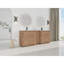 Meuble-lavabo autoportant de 84 po avec lavabo en céramique blanche et 1 petite armoire de rangement, porte à fermeture en douceur, chêne imitation, emballage KD, contreplaqué