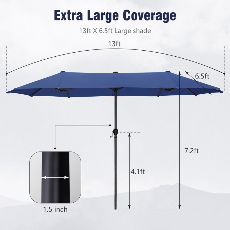 Parasol de marché rectangulaire 13 pi Aletse, Haze Blue