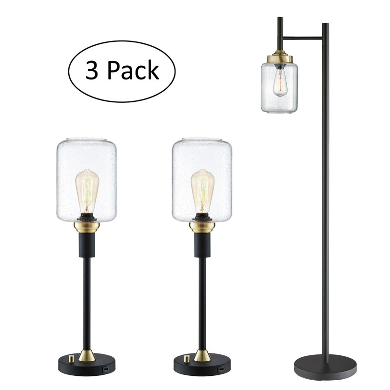 Ensemble 3 pièces de lampes de table et sur pied Terew