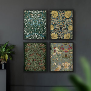 Vintage Abstract Print CLXXV  Framed Print - Set of 4