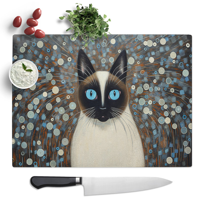 Siamese Cat Contemporary  Glass Chopping Board